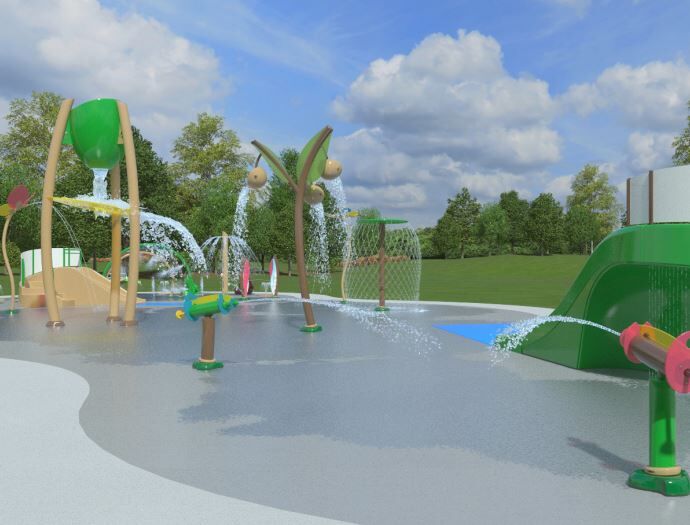 Splash pad older kids zone